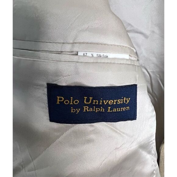 Men’s Vintage University Polo Ralph Lauren Button Up Tan Blazer - Picture 3 of 6